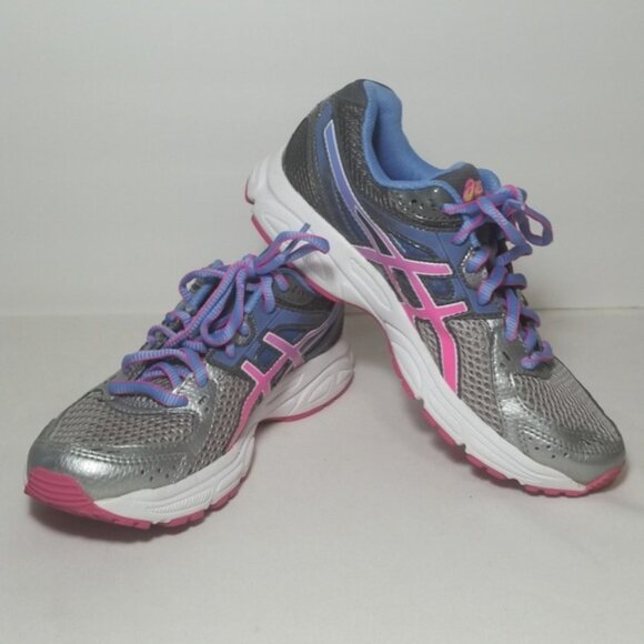 Asics Gel Contend 2 running sneakers gray pink size 5 athletic shoes - Picture 1 of 8